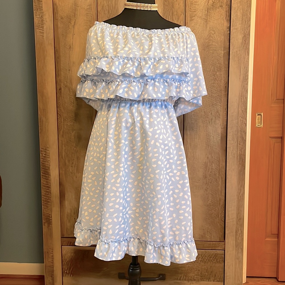 KIRUNDO Summer Women’s Off Shoulder Mini Dress Polka Dot High Waist Half Sleeves